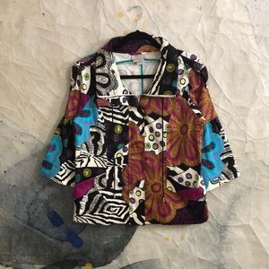 Just B Abstract Print Zip Up Jacket